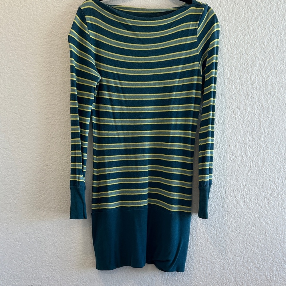 Free People Striped Green and Yellow Women's‎ Sweater Dress